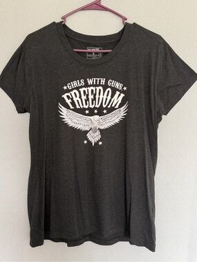 Girls With Guns Freedom Eagle Graphic Tee Shirt Black Size XL